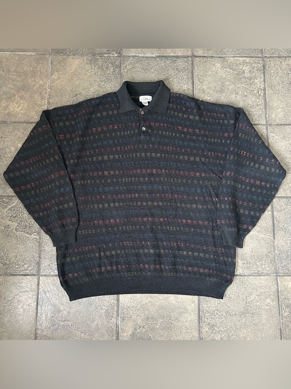 Louis Roth Vintage Textured Stripe Sweater 90s Vintage Cosby Coogi Style Sz XXL